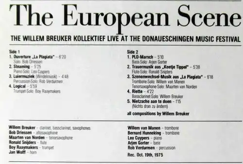 LP Willem Breuker Kollektief: The European Scene - Live at Donaueschingen (MPS)