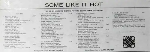 LP Some Like It Hot - Soundtrack Billy Wilder - Marilyn Monroe Tony Curtis (US)