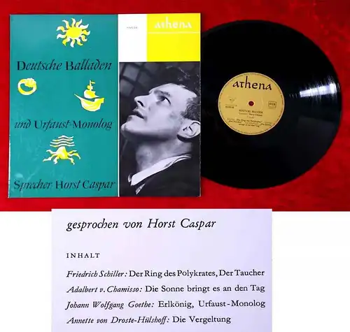 25cm LP Horst Caspar: Deutsche Balladen & Urfaust Monolog (Athena 53 022 G) D