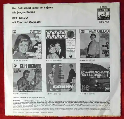 Single Rex Gildo: Der Colt steckt immer im Pyjama (Electrola E 22 787) D 1964