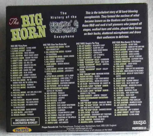 4CD Box The Big Horn . History of Hookin & Screamin Saxophone - (Proper)