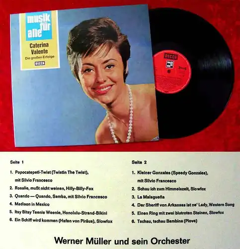 LP Caterina Valente: Die großen Erfolge (Decca Musik für Alle ND 103) D