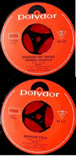 Single Milva: Niemand hat meine Tränen geseh´n (Polydor 53 117) D 1969