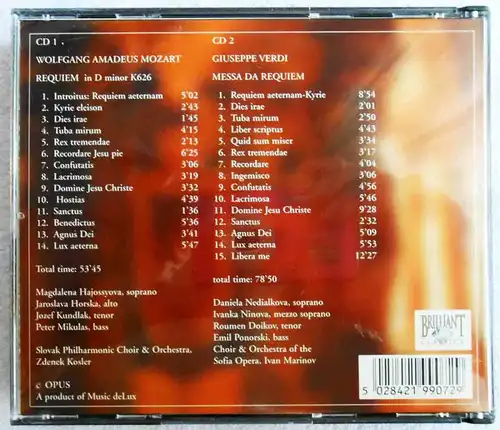 2CD Verdi - Mozart: Requiem (Brilliant) Zdenek Kosler 