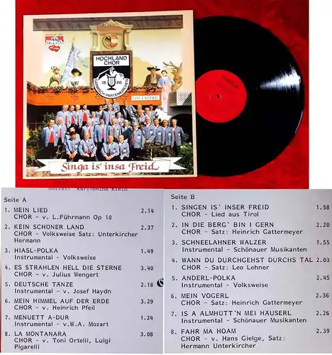 LP Hochland Chor 1886 Garmisch Partenkirchen: Singa is´ insa Freid (Tyrolis) A