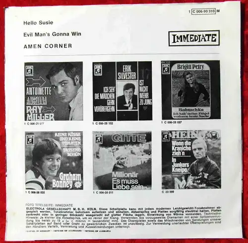 Single Amen Corner: Hello Susie (Immediate 1C 006-90 310) D