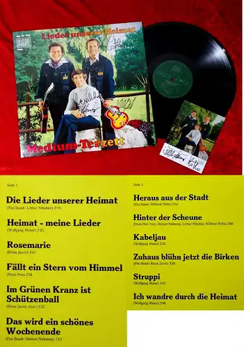 LP Medium Terzett: Lieder unserer Heimat (AGM 7807) Signiert & Autogrammkarte