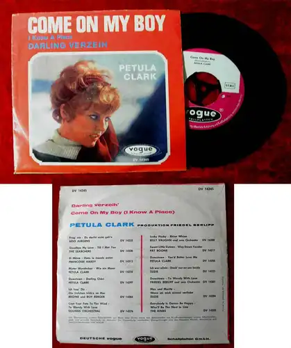 Single Petula Clark: Come on my Boy /Darling verzeih´(Vogue DV 14345) D 1965