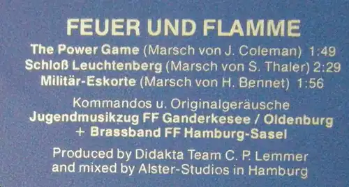 LP Feuer und Flamme - die freiwillige Feuerwehr präsentiert Einsatz & Musik 1979