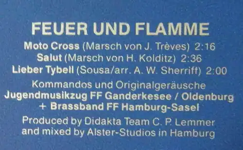 LP Feuer und Flamme - die freiwillige Feuerwehr präsentiert Einsatz & Musik 1979