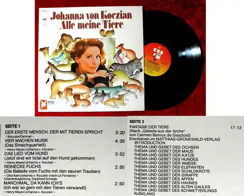 LP Johanna von Koczian: Alle meine Tiere (CBS Stern Musik 81 345) NL 1976