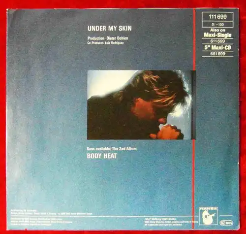 Single Blue System: Under My Skin (Hansa 111 699) w/ PR Facts D 1988