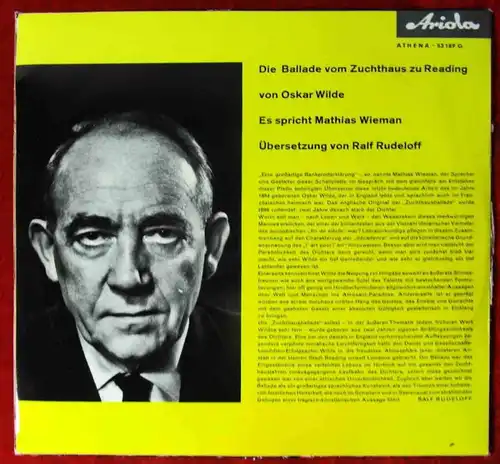 25cm LP Mathias Wieman spricht Oskar Wilde Ballade vom Zuchthaus zu Reading