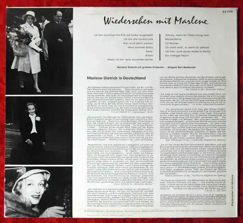 LP Marlene Dietrich: Wiedersehen mit Marlene (Electrola 83 220) D 1960