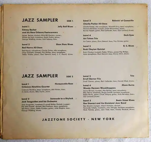 25cm LP Jazztone Jazz Sampler (J-SPEC 100) feat Art Tatum Charlie Parker....