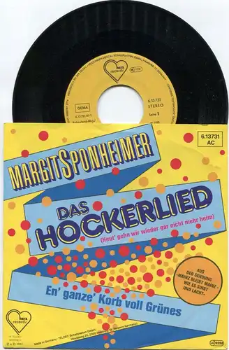 Single Margit Sponheimer: Das Hockerlied (Herz 613731 AP) D 1983