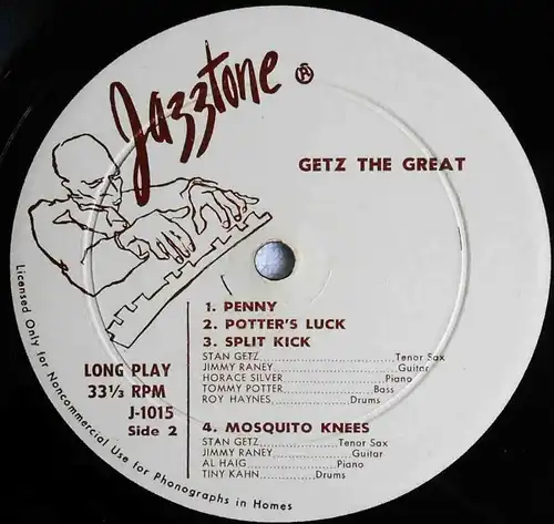 25cm LP Stan Getz: Getz The Great (Jazztone J-1015) 1956