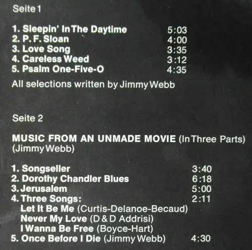LP Jimmy L. Webb: Words and Music (Reprise 44 101) D