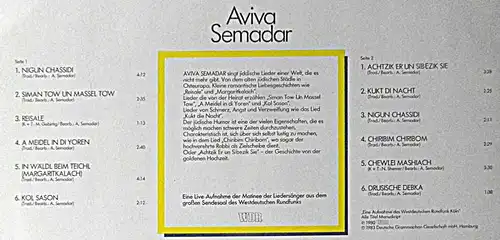 LP Aviva Semadar: Das Glück der Lieder (Polydor 817 033-4) D 1983