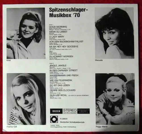 LP Spitzenschlager Musikbox 1970 (Decca Deutscher Schallplattenclub H 280/0)