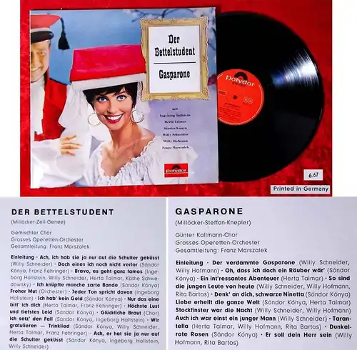 LP Der Bettelstudent / Gasparone (Polydor Stereo 237 181) D 1967