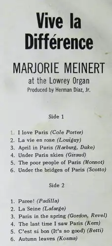 LP Marjorie Meinert: Vive La Difference (RCA Camden CDN-146 Mono) UK 1960