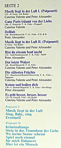 LP Peter Alexander: Ihre Wunschmelodien aus "Musik ist Trumpf" Caterina Valente