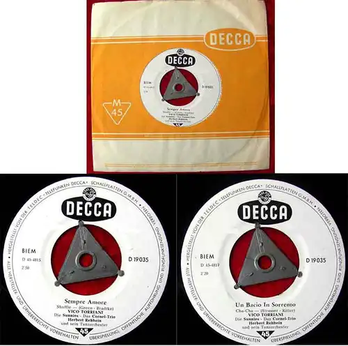 Single Vico Torriani: Sempre Amore (Decca 19 035) D Promo