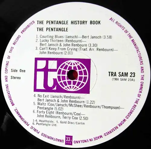 LP Pentangle: History Book (Transatlantic TRA SAM 23) UK