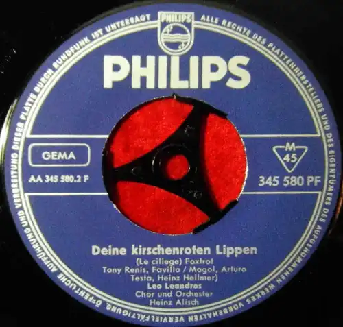 Single Leo Leandros: Piccolina / Deine kirschenroten Lippen (Philips 345 580 PF)