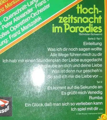 LP Peter Alexander: Saison in Salzburg / Hochzeitsnacht im Paradies (Karussell)