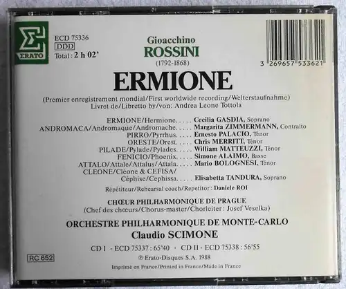 2CD Box Rossini: Ermione - Cecilia Gasdia Claudio Scimone (Erato) 1988