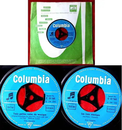 Single Cora Vaucaire: Trois petites notes de musique (Columbia C 22 163) D