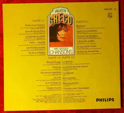 2LP Juliette Greco: Ihre grossen Chansons (Philips 6620 035) D 1972