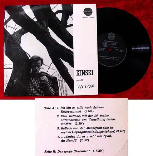 25cm LP Klaus Kinski spricht Villon (Amadeo AVRS 2030) A