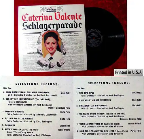 LP Caterina Valente: Schlagerparade (Decca DL 8852) US