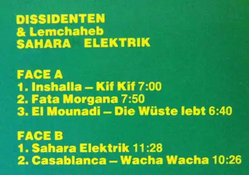 LP Dissidenten & Lem Chaheb: Sahara Electric (Exil 5501) D 1984