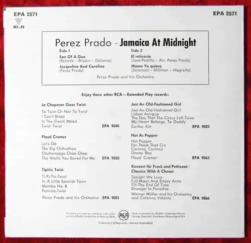 EP Perez Prado: Jamaica At Midnight (RCA EPA 2571) D