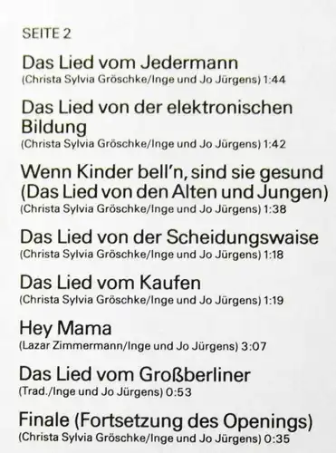 LP Berliner Liederkarren: Brett vor´m Kopf (Marifon 296 011-241) D 1981 PR Mappe