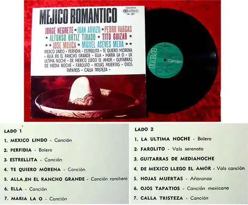 LP Mejico Romantico Pedro Vargas Jorge Negreto