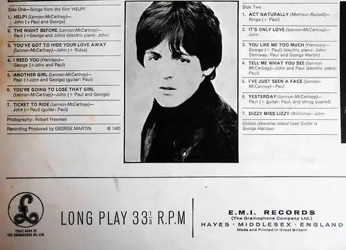 LP Beatles: Help! (Parlophone PCS 3071) UK