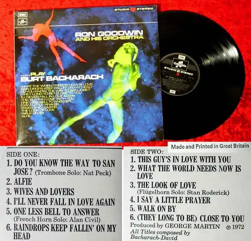 LP Ron Goodwin Play Burt Bacharach (EMI Columbia Studio 2 TWO 373) UK 1972