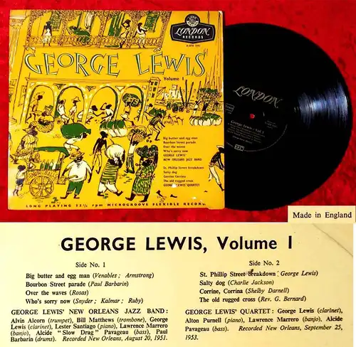 25cm LP George Lewis Vol. 1 (London H-APB 1041) UK 1956