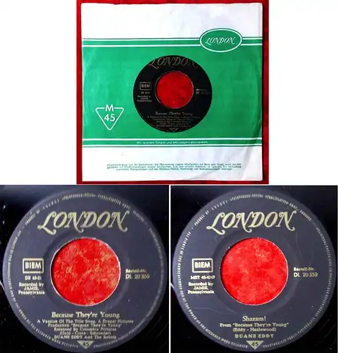 Single Duane Eddy: Because They´re Young / Shazam! (London DL 20 359) D