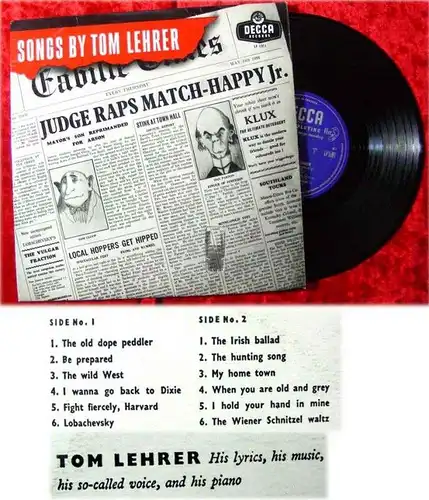 25cm LP Tom Lehrer: Songs by Tom Lehrer