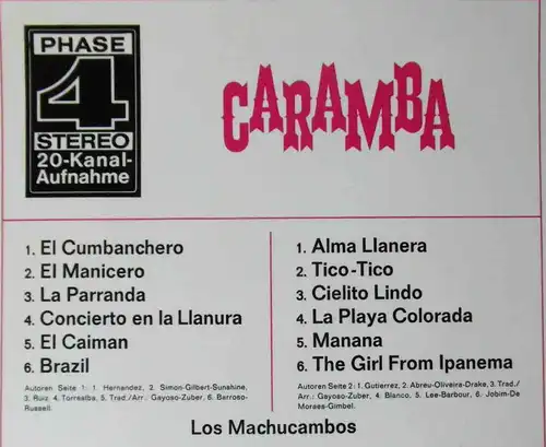 LP Los Machucambos: Caramba (Decca Phase 4 SLK 16 823 P) D