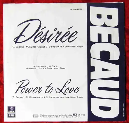 Single Gilbert Becaud: Desirée (Parlophone 1A 006-72698) NL 1983