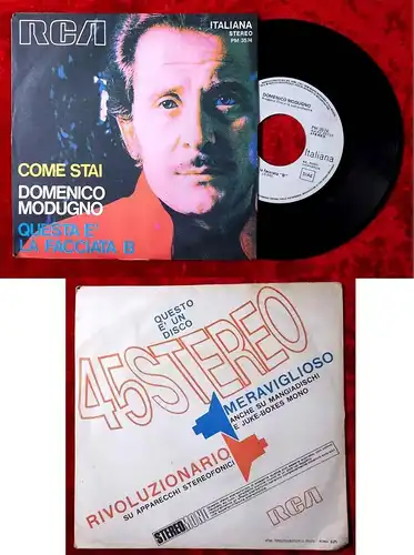 Single Domenico Modugno: Come Stai (RCA Italiana PM 3574) I 1971 Promo