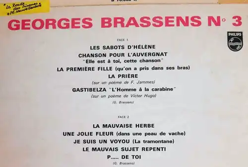 25cm LP Georges Brassens: No. 3 (Philips B 76.063 R) F 1954