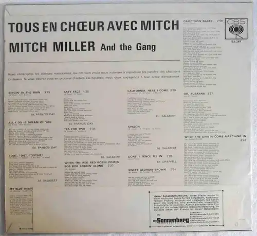 LP Mitch Miller & The Gang: Tous En Choeur Avec Mitch (CBS 62.267) F